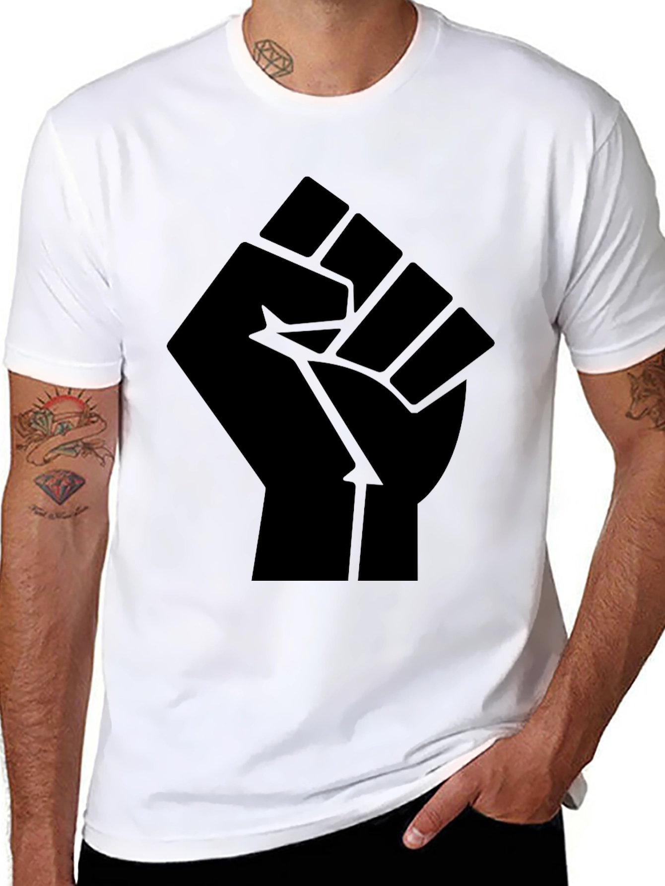 Black Power Fist Graphic T-Shirt - Mens Activism Tee