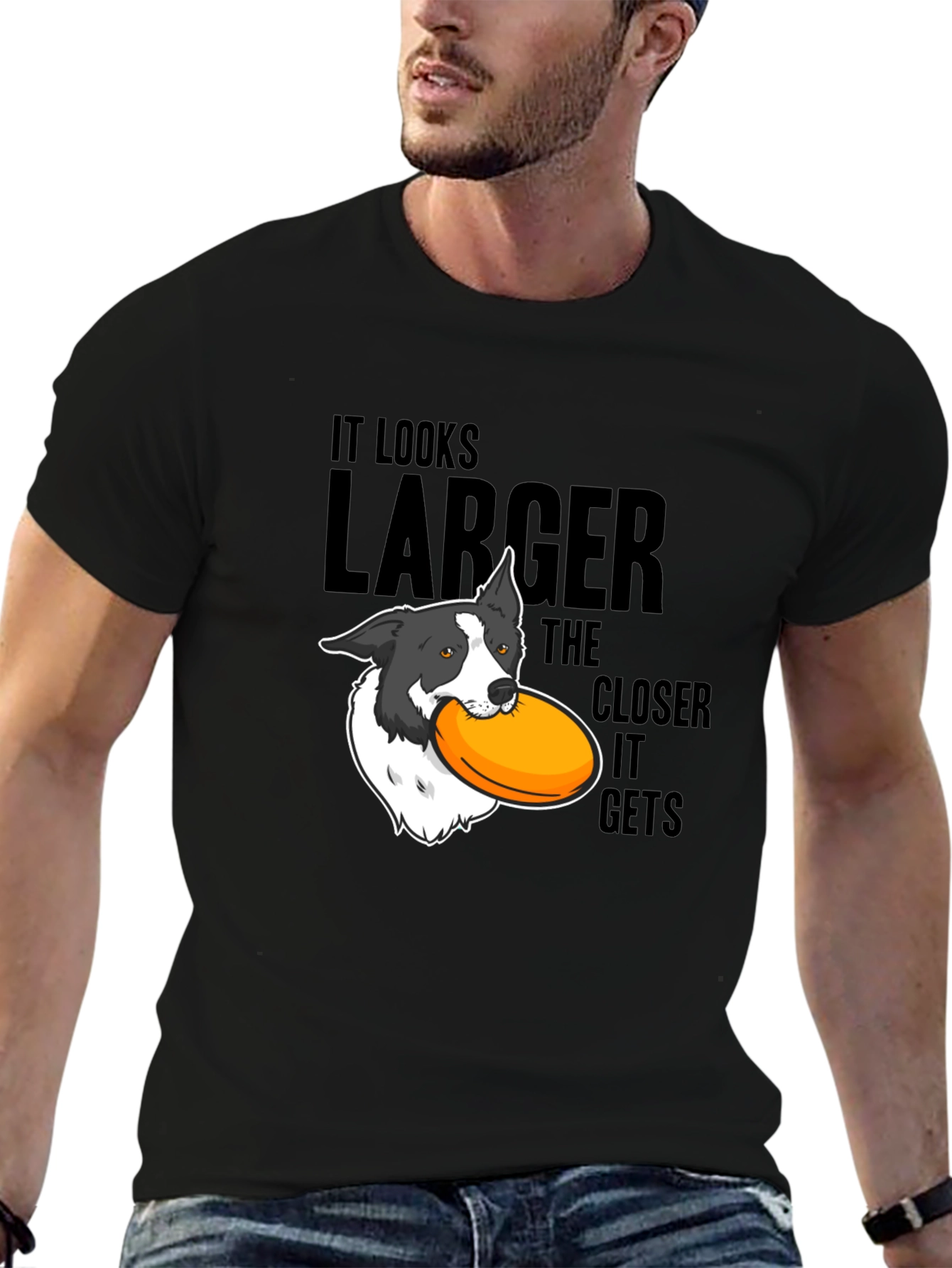 Dog Frisbee T-Shirt: Larger The Closer It Gets