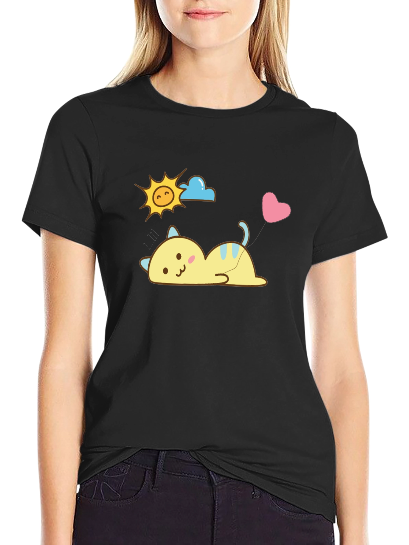 Cute Cartoon Cat T-Shirt - Kawaii Style