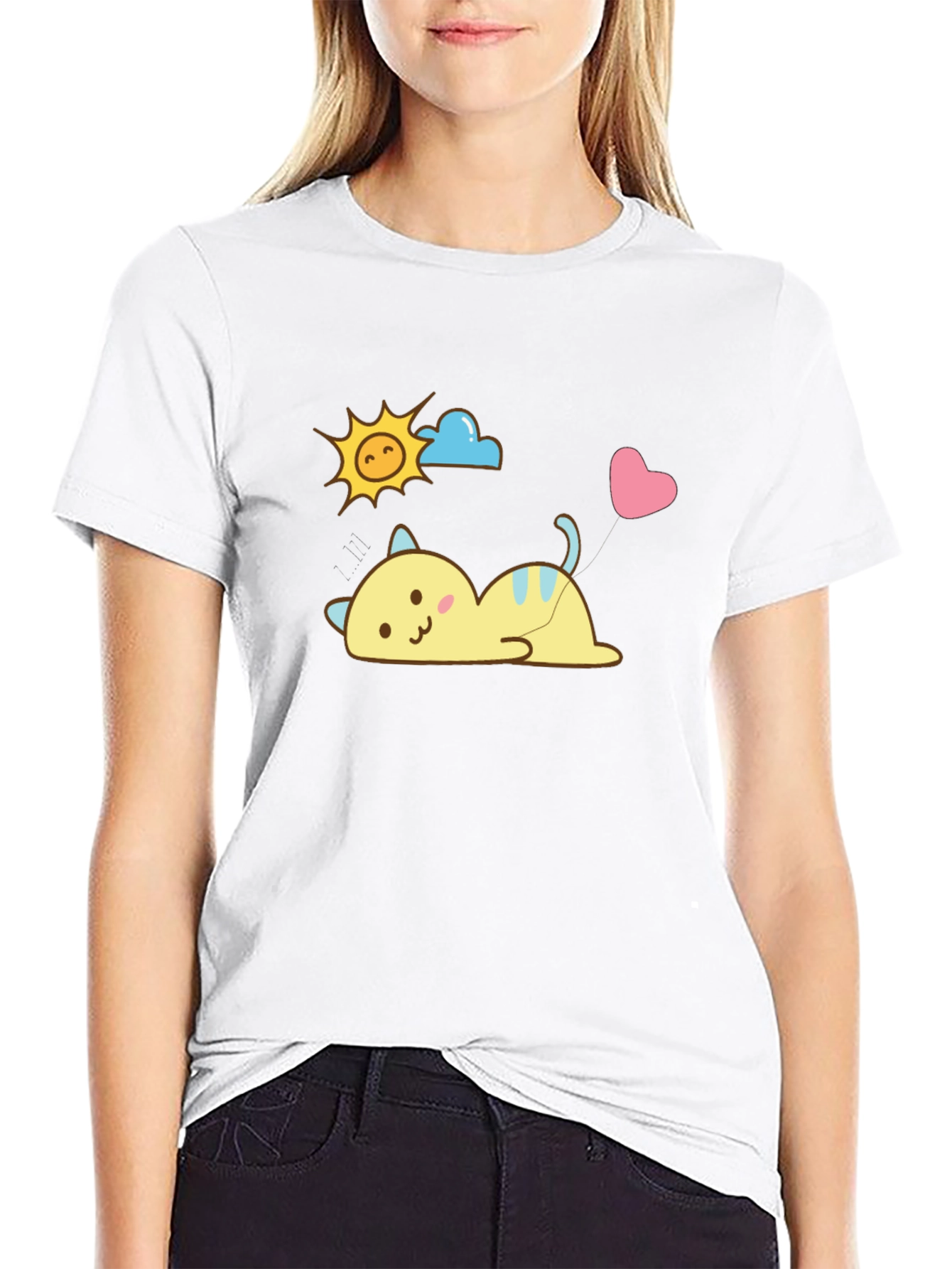Cute Cartoon Cat T-Shirt - Kawaii Style