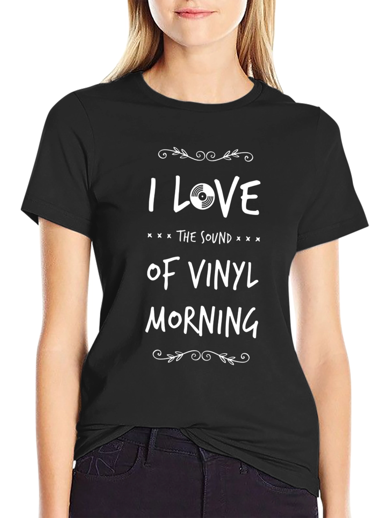I Love Vinyl Morning Black T-Shirt