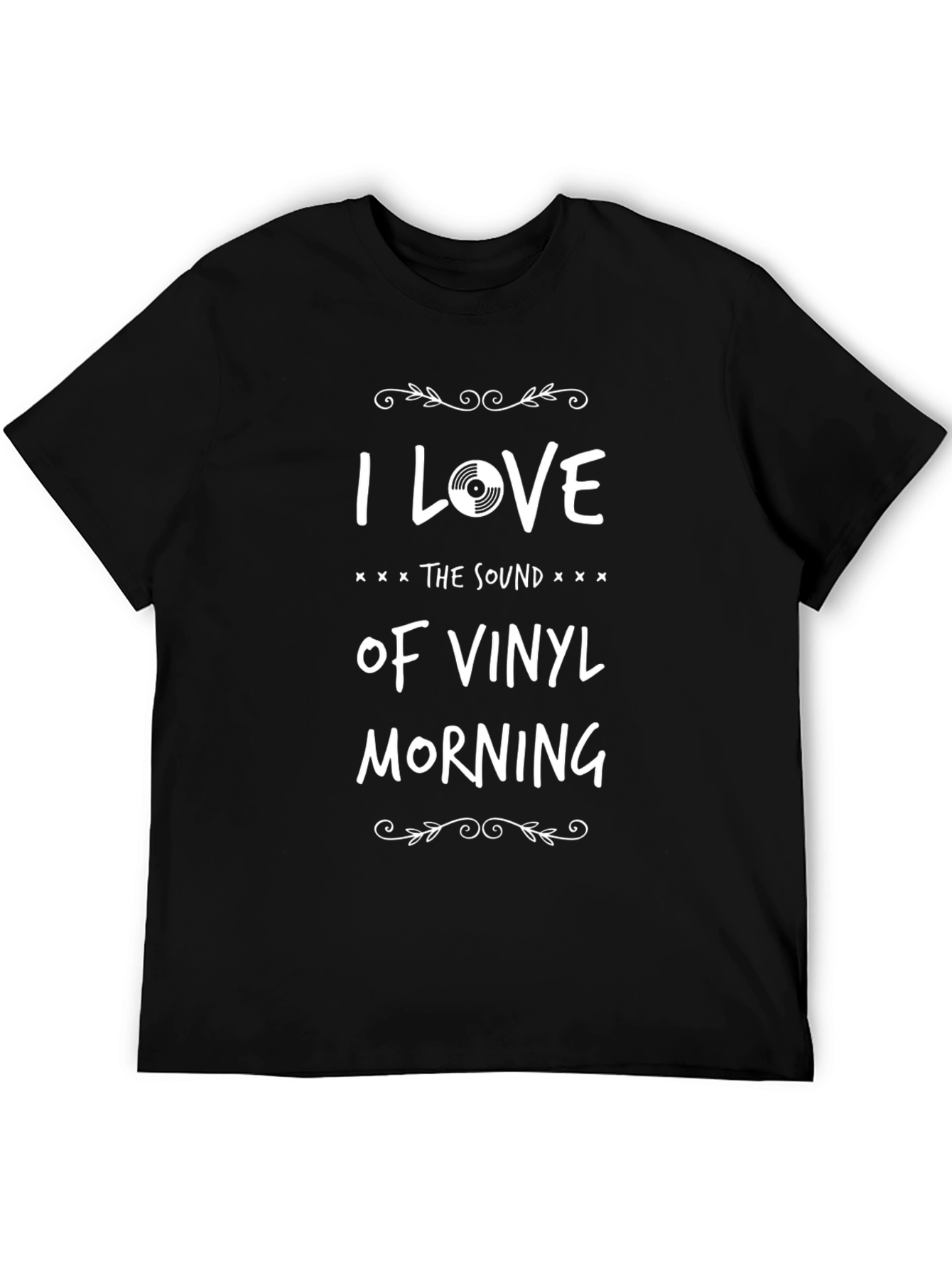 I Love Vinyl Morning Black T-Shirt
