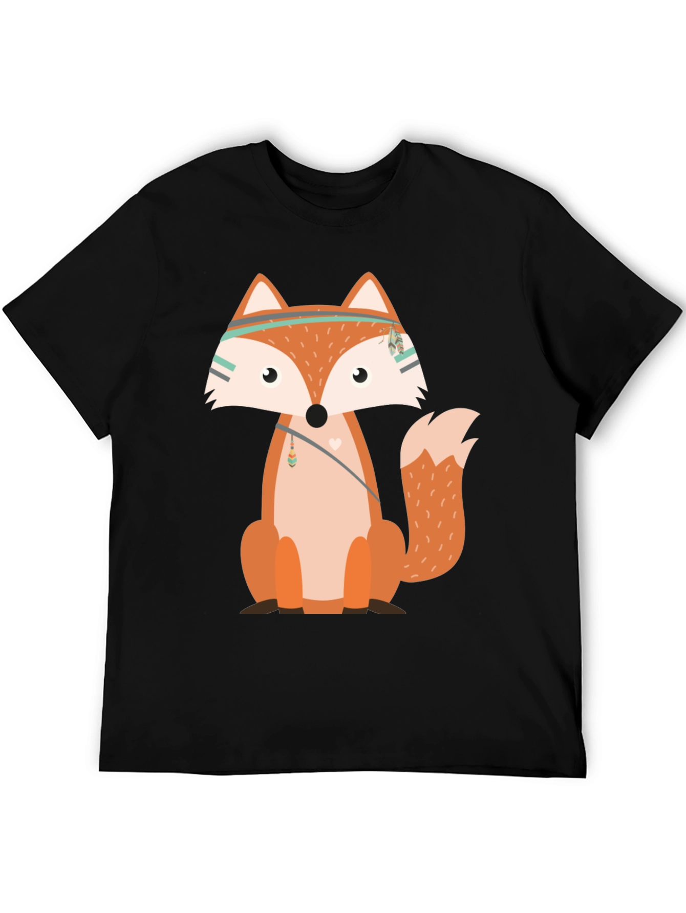 Fox Graphic Print T-Shirt Black Casual Tee