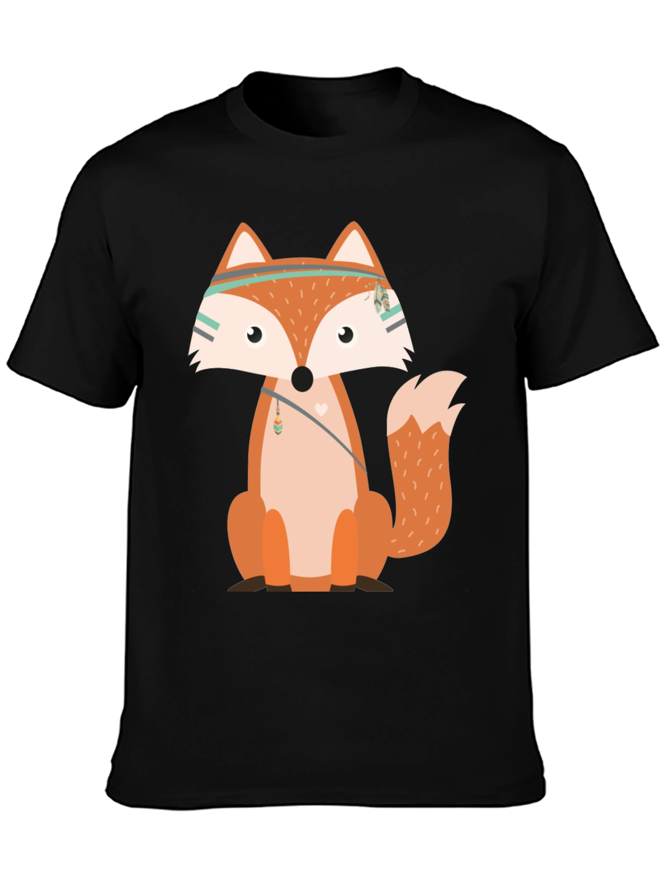 Fox Graphic Print T-Shirt Black Casual Tee