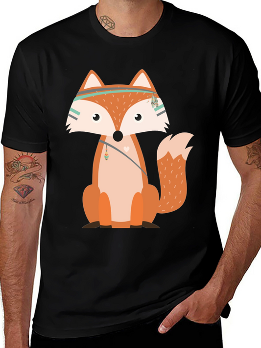 Fox Graphic Print T-Shirt Black Casual Tee
