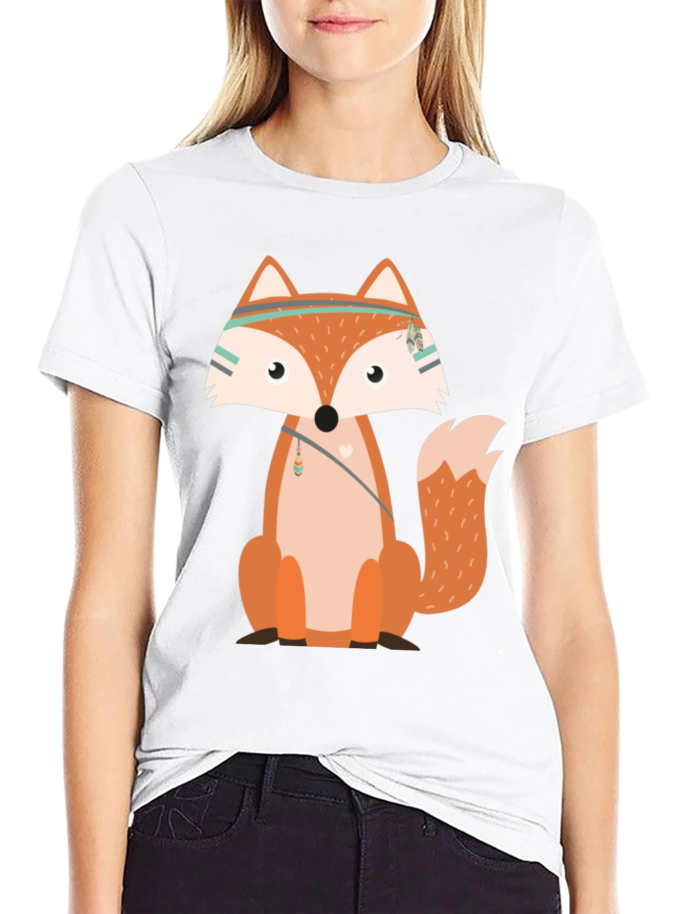 Fox Graphic Print T-Shirt Black Casual Tee