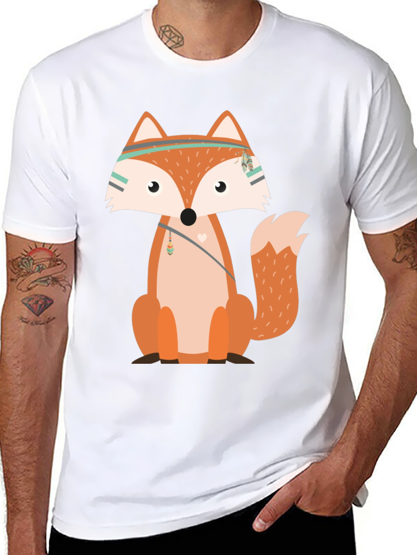 Fox Graphic Print T-Shirt Black Casual Tee