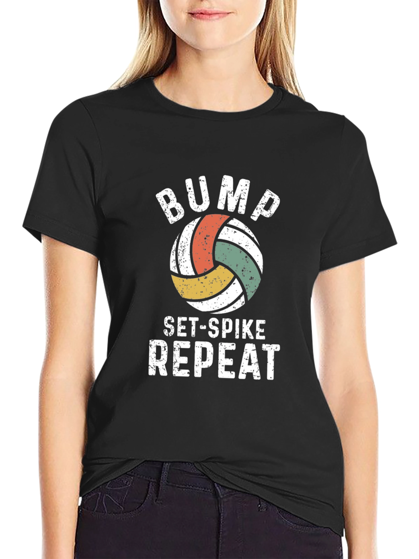 Bump Set Spike Repeat Volleyball Graphic Tee