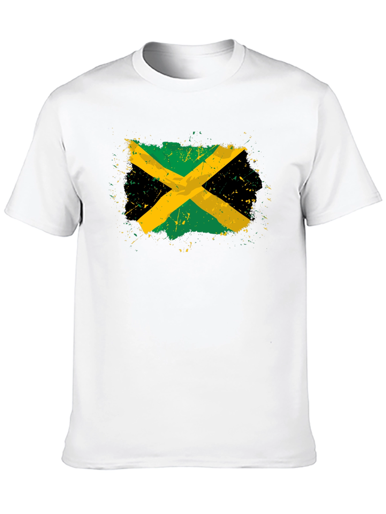 Jamaican Flag T-Shirt Black Cotton Blend Distressed Graphic Tee