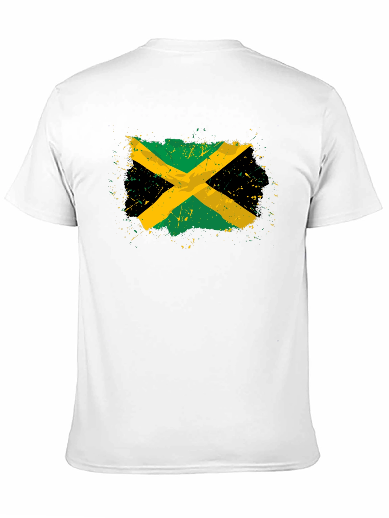 Jamaican Flag T-Shirt Black Cotton Blend Distressed Graphic Tee