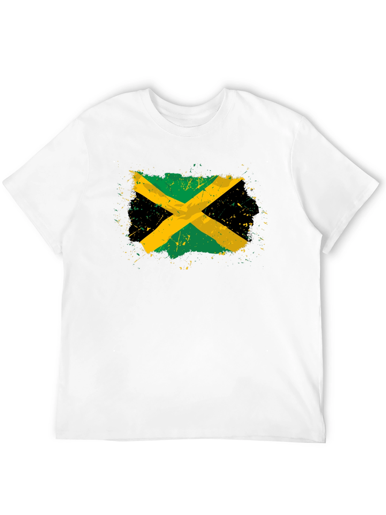Jamaican Flag T-Shirt Black Cotton Blend Distressed Graphic Tee