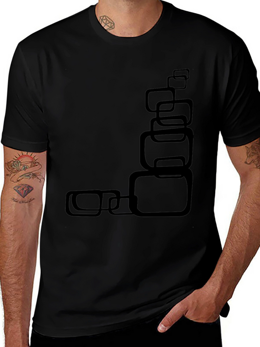 Modern Black T-Shirt with Abstract Square Design