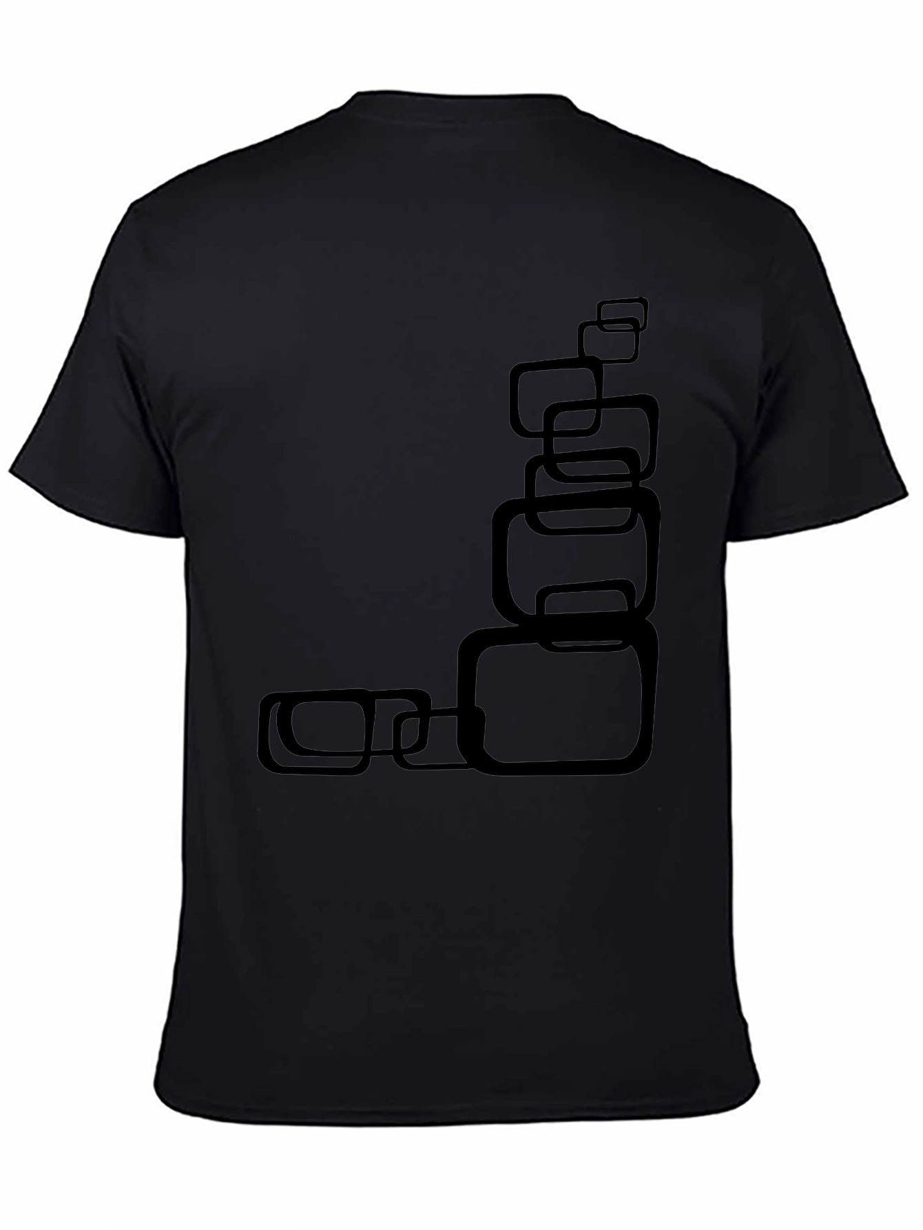 Modern Black T-Shirt with Abstract Square Design
