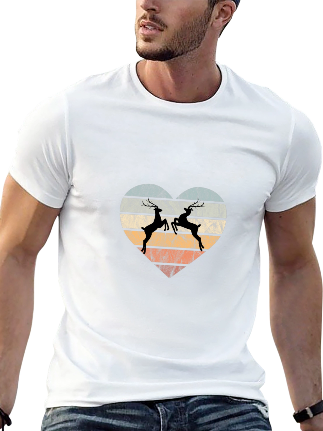 Deer Heart Graphic Tee - Retro Style
