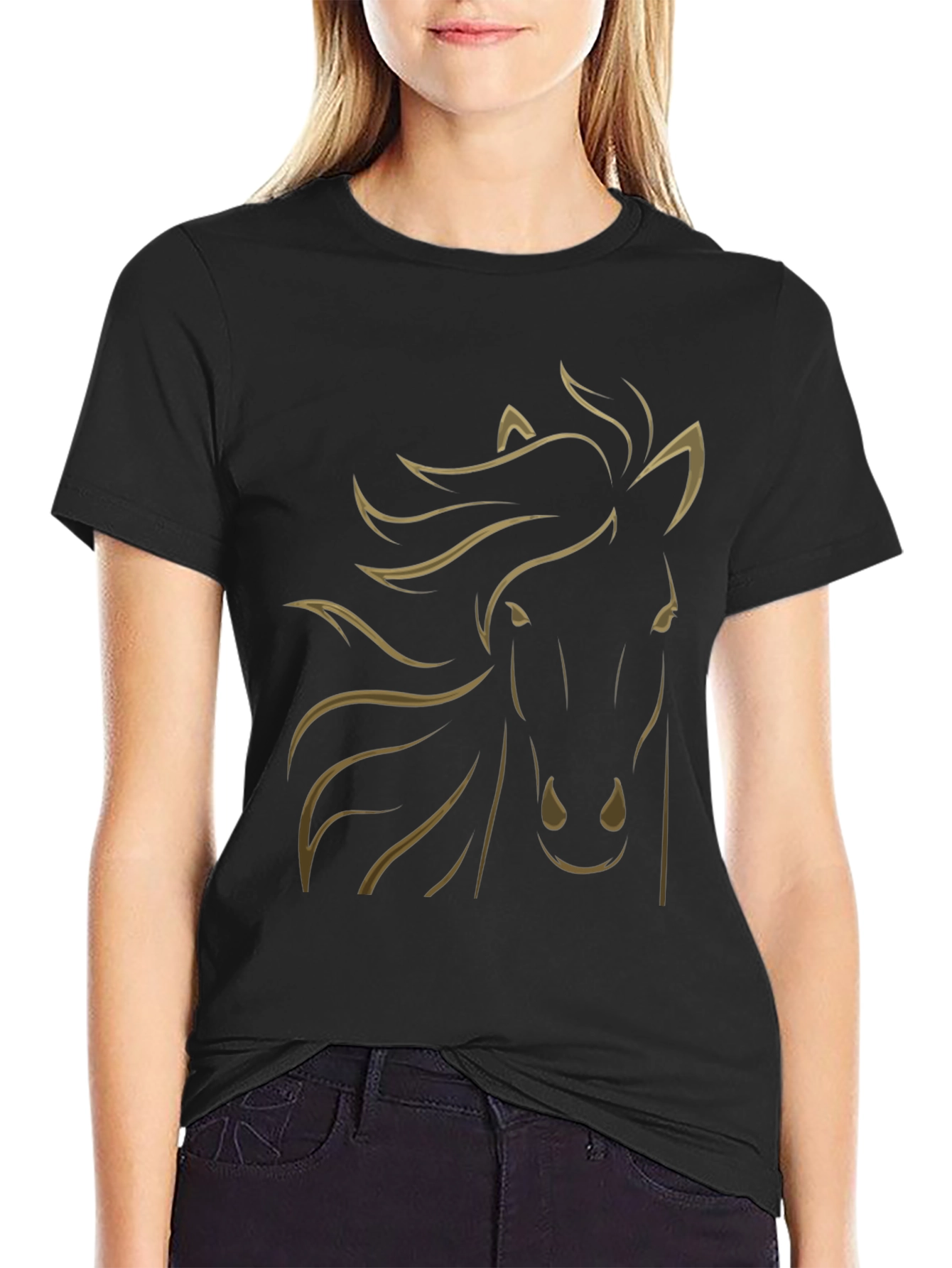 Black Horse Graphic Tee - Stylish Mens T-Shirt