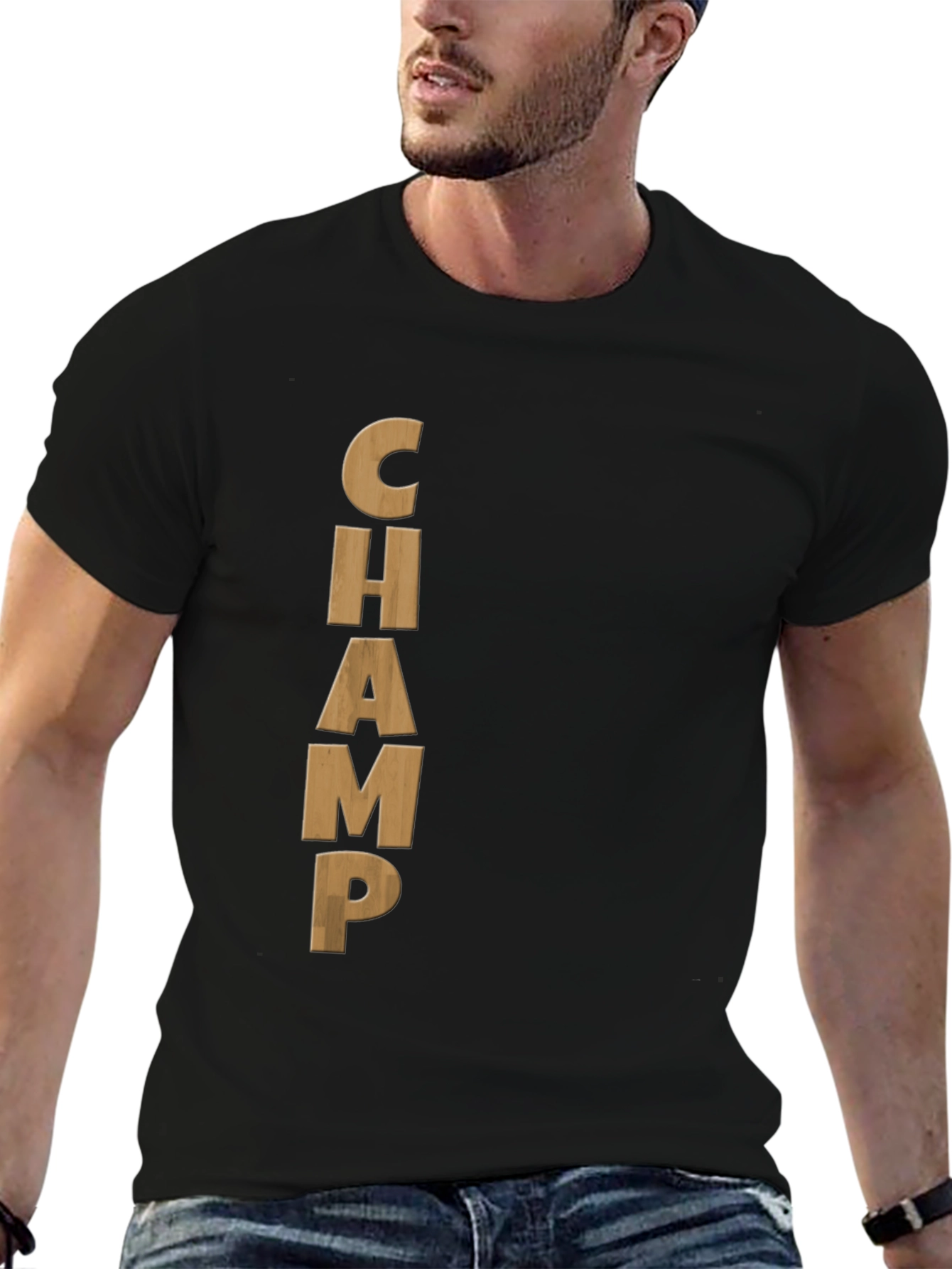 Black CHAMP Graphic Tee - Mens Casual T-Shirt