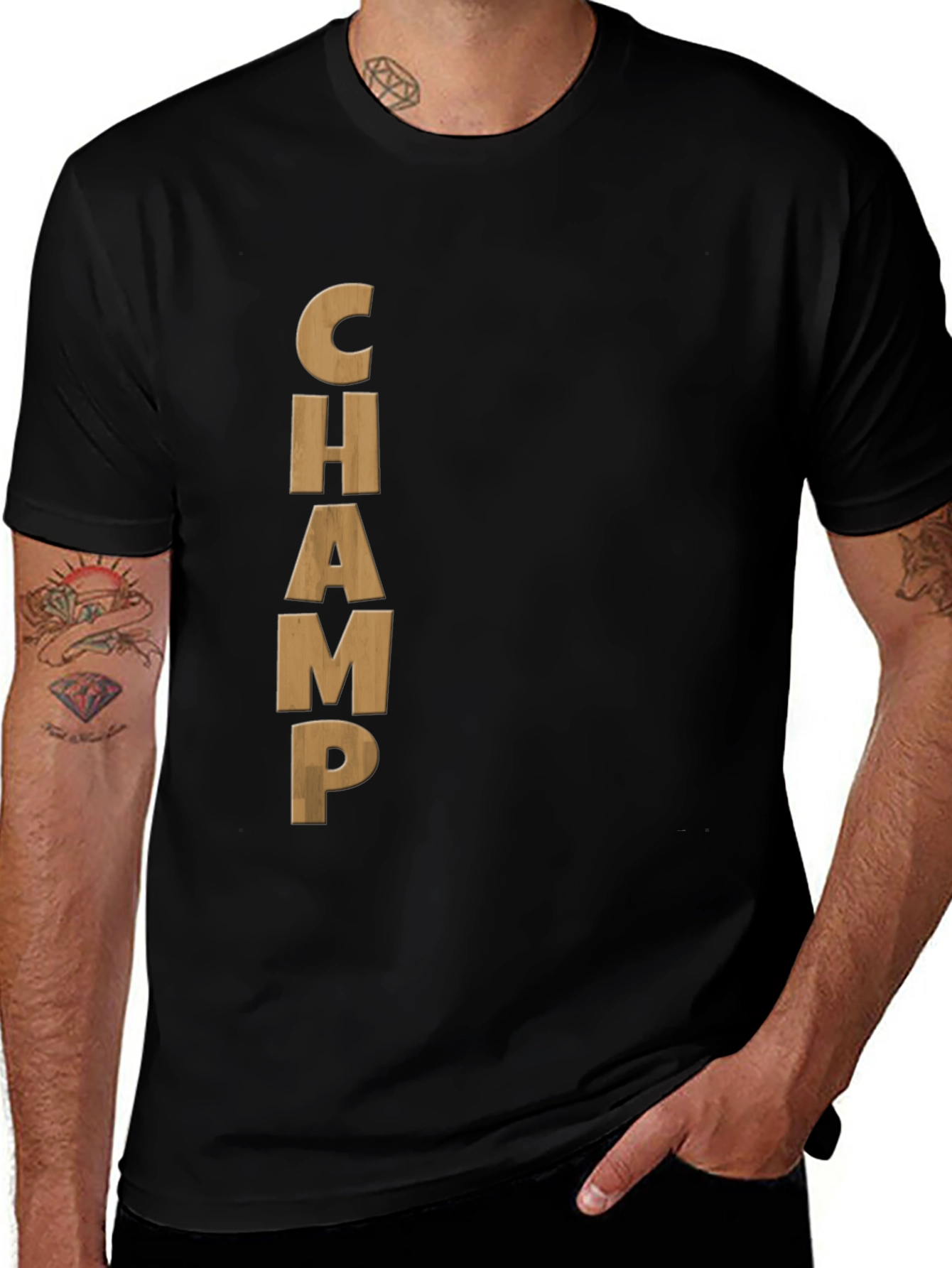 Black CHAMP Graphic Tee - Mens Casual T-Shirt