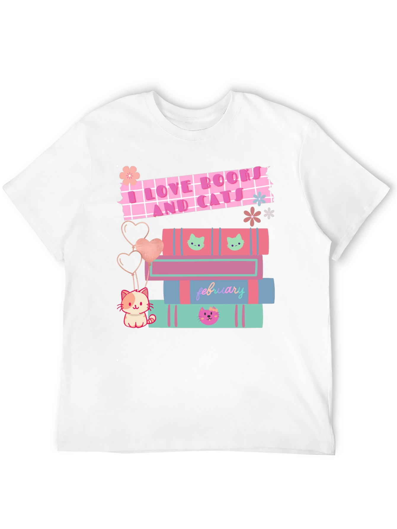 I Love Books and Cats Graphic T-Shirt