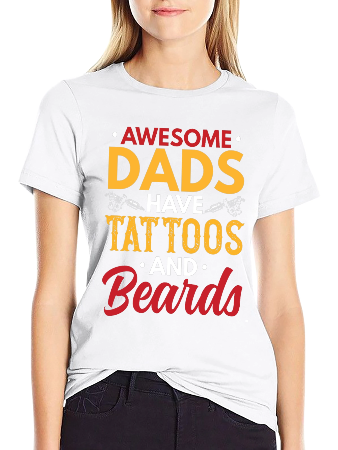 Awesome Dads Tattoos & Beards Black Graphic Tee