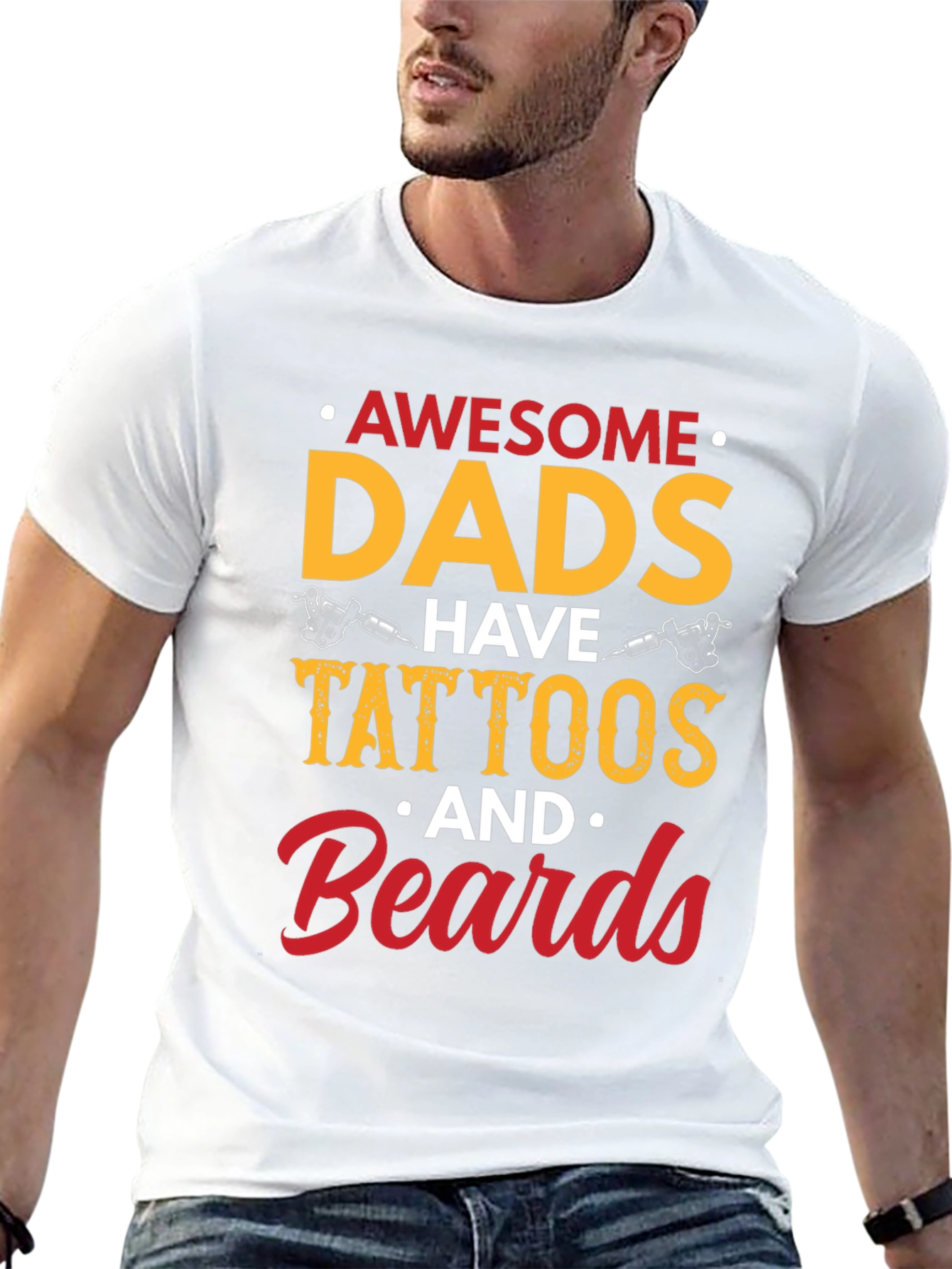 Awesome Dads Tattoos & Beards Black Graphic Tee