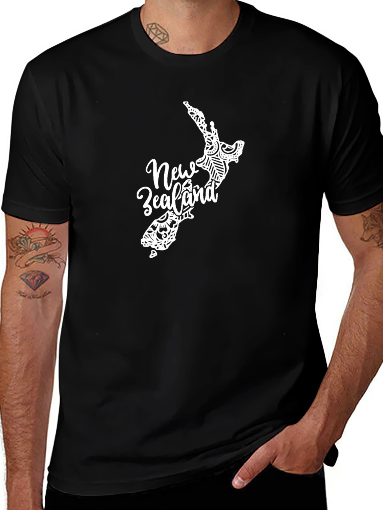 New Zealand Map T-Shirt - Black