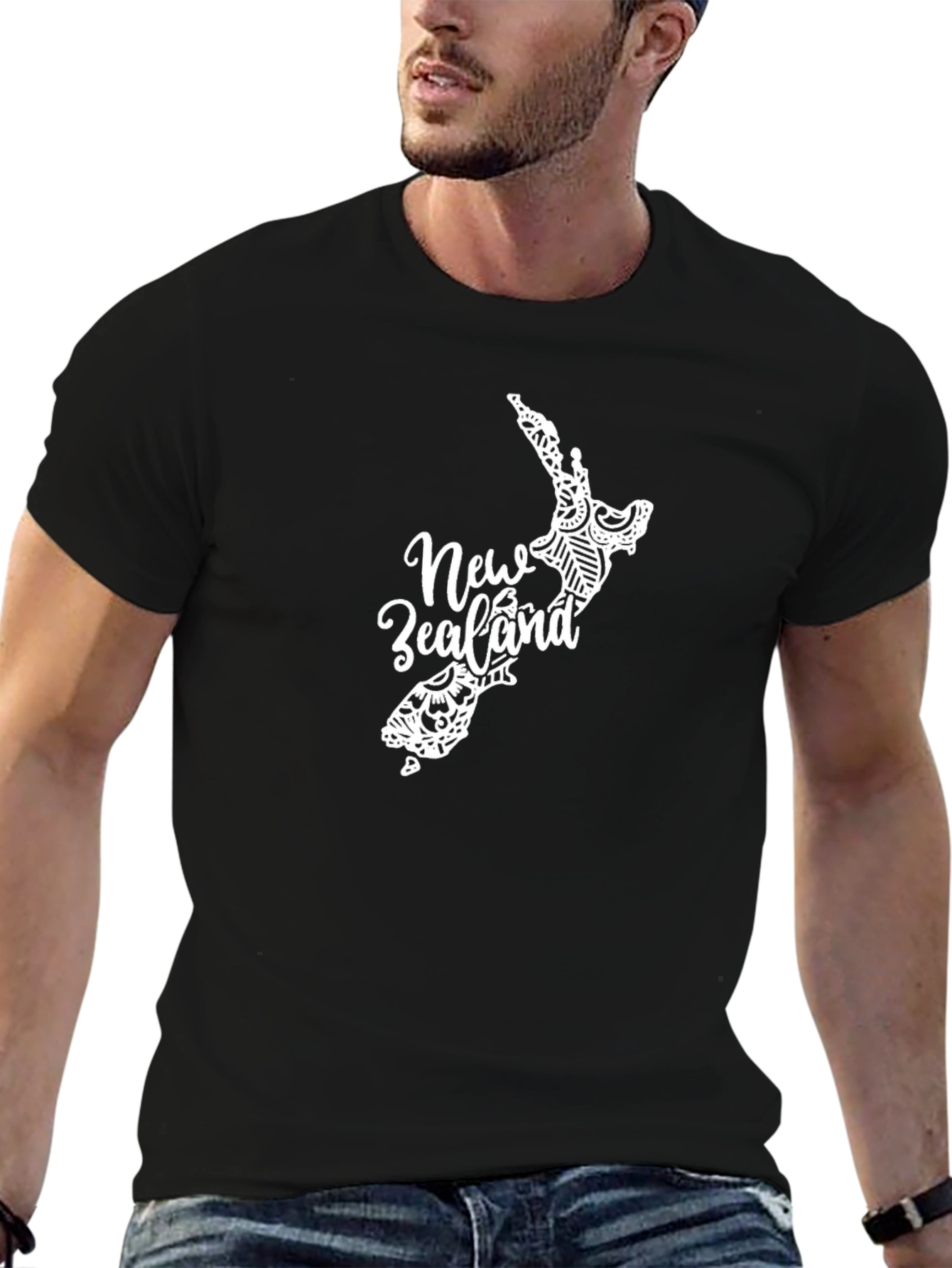 New Zealand Map T-Shirt - Black