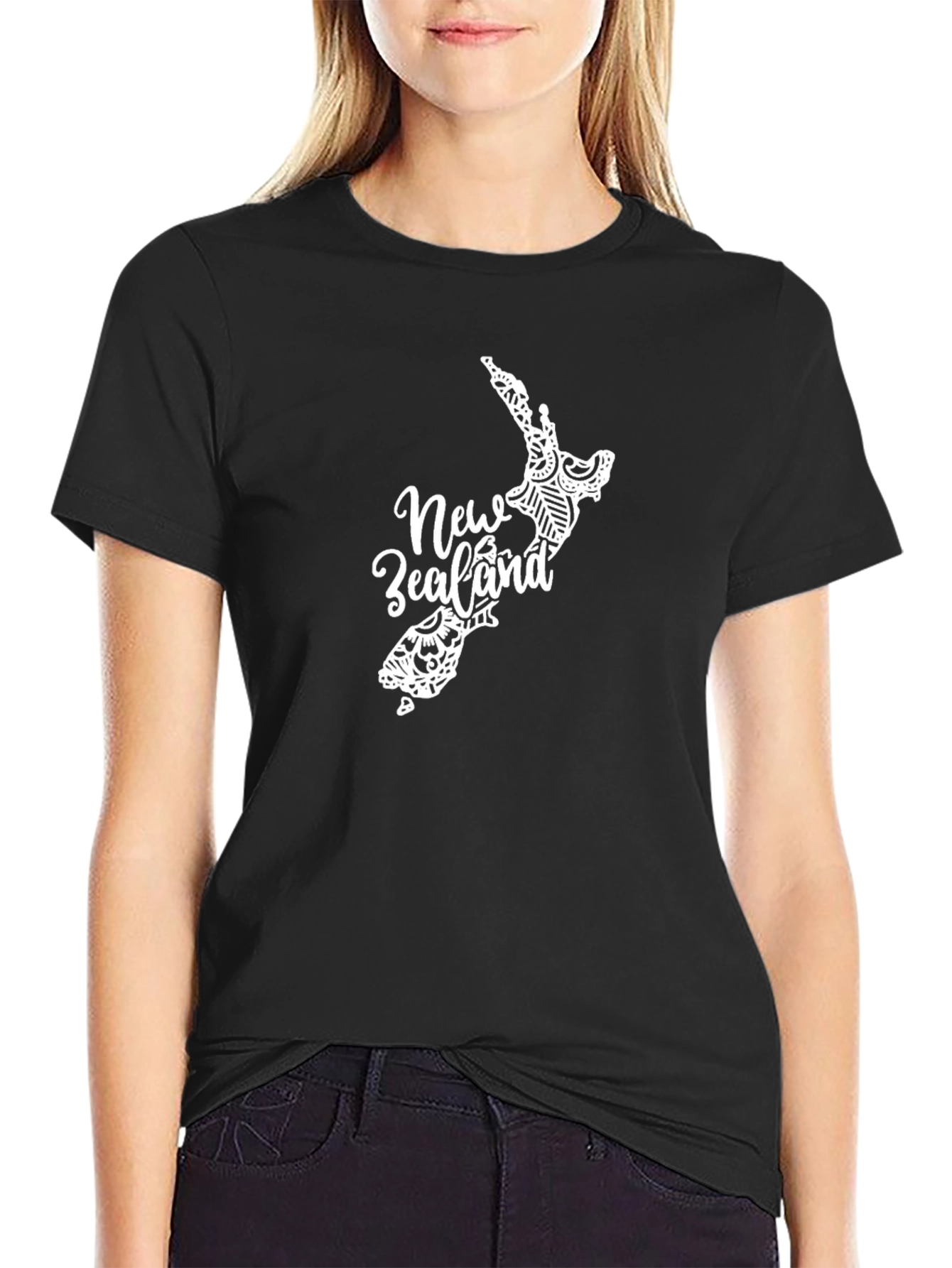 New Zealand Map T-Shirt - Black