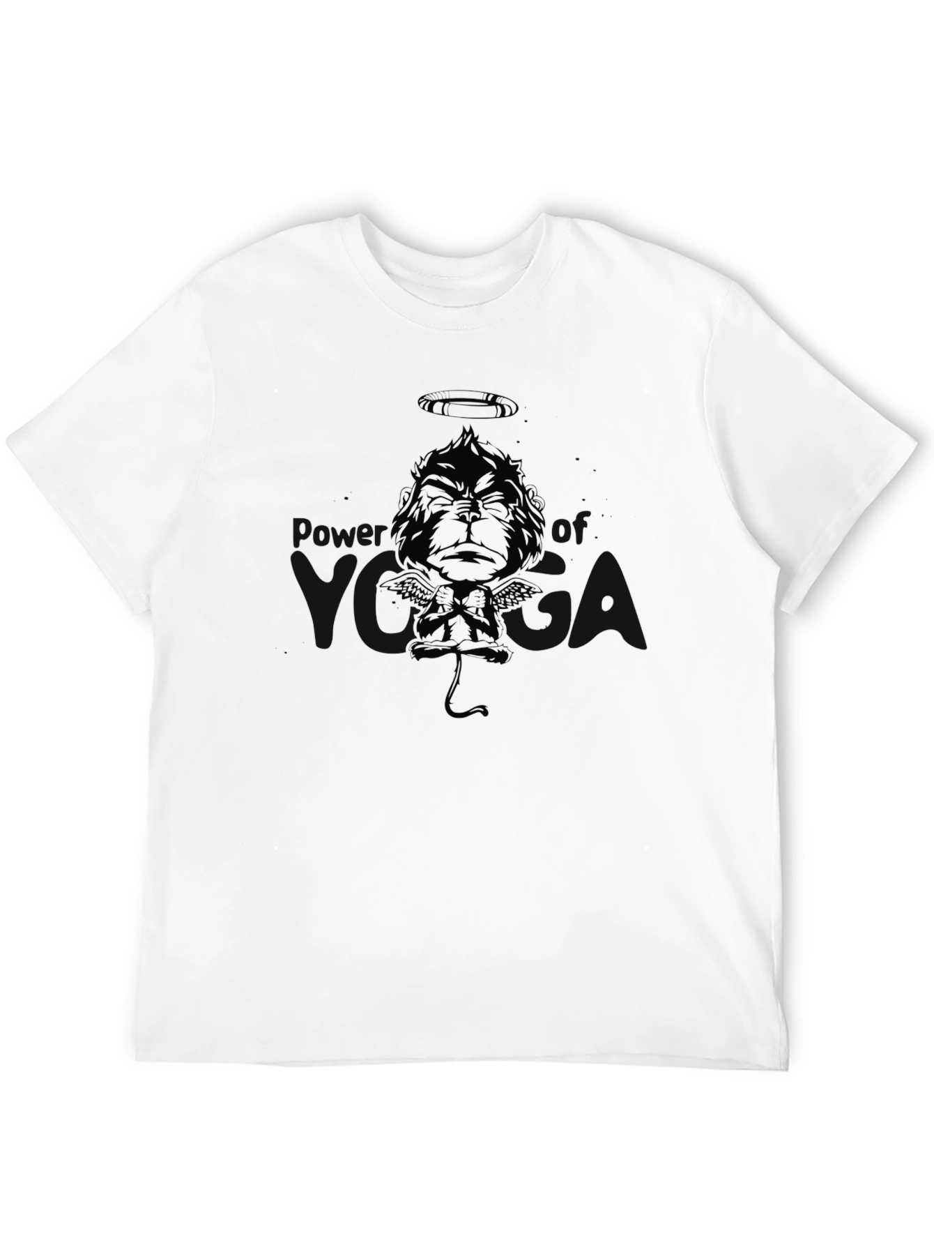 Black Graphic Tee: Angel Devil Monkey Design