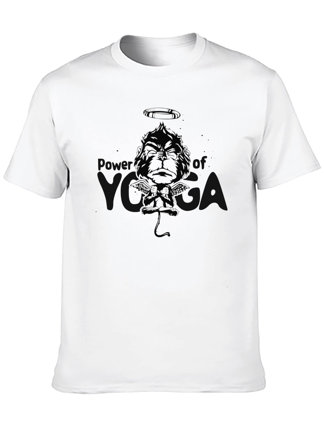 Black Graphic Tee: Angel Devil Monkey Design