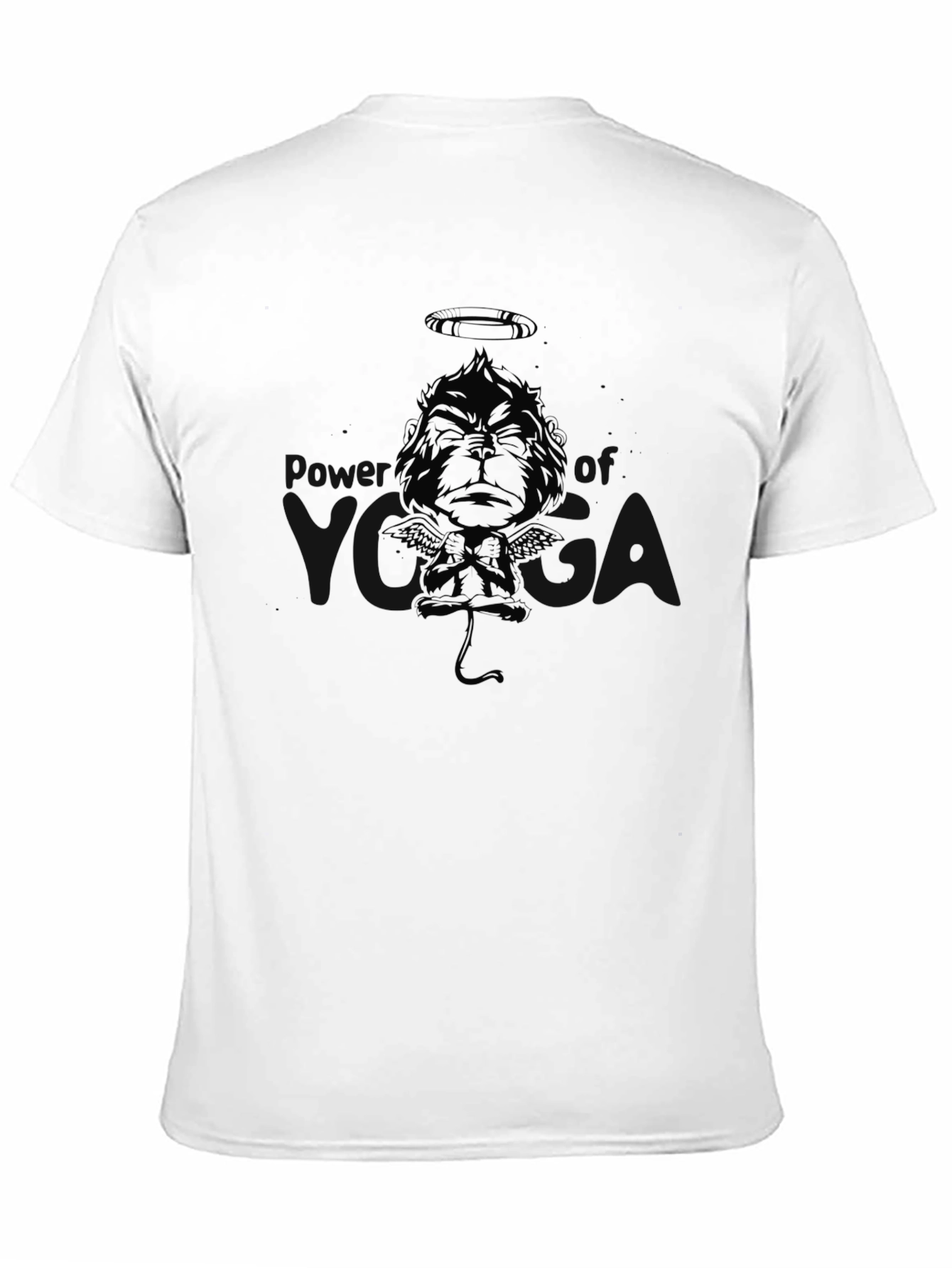 Black Graphic Tee: Angel Devil Monkey Design