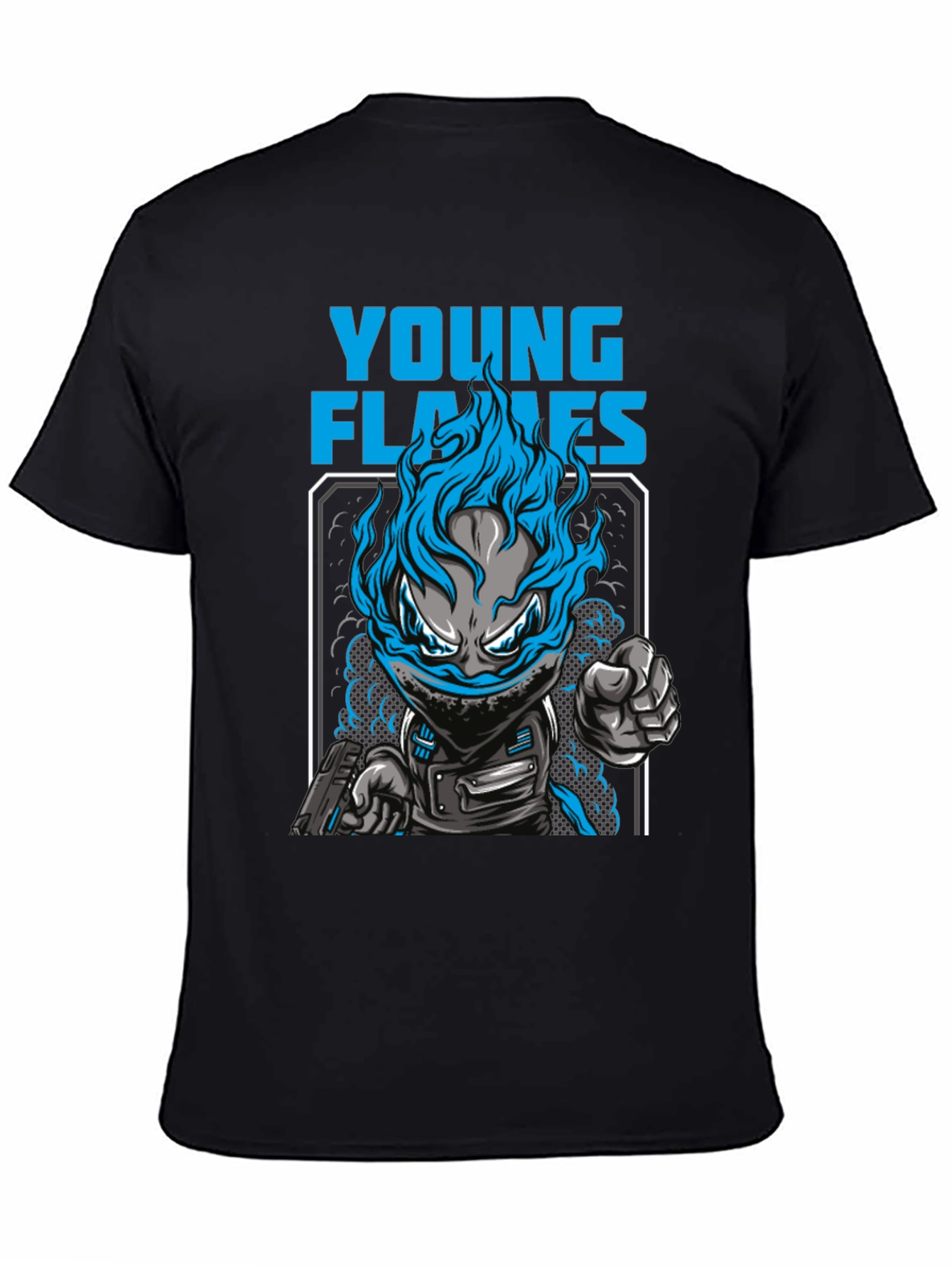 Young Flames Graphic T-Shirt - Blue Fire Design