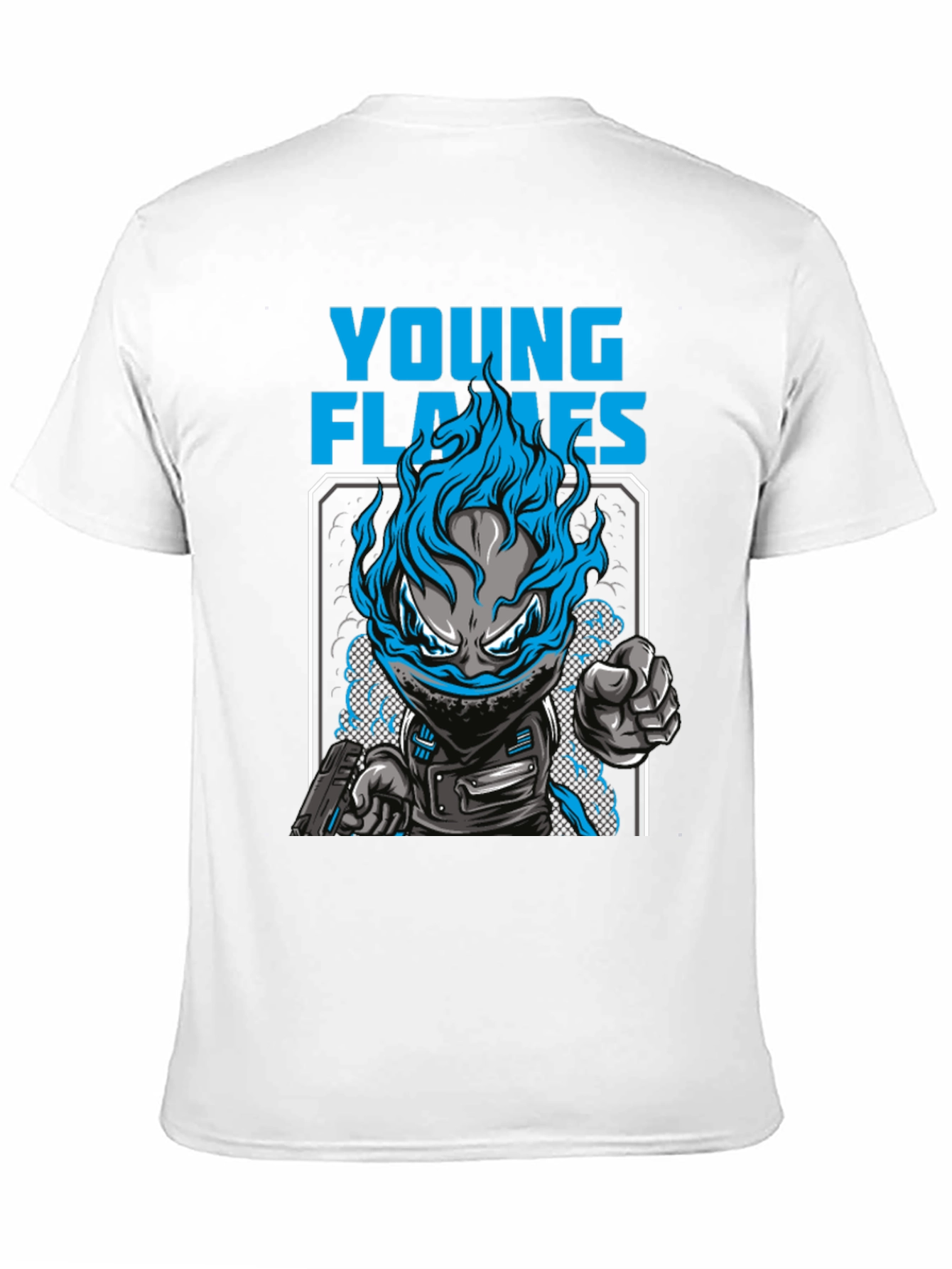 Young Flames Graphic T-Shirt - Blue Fire Design