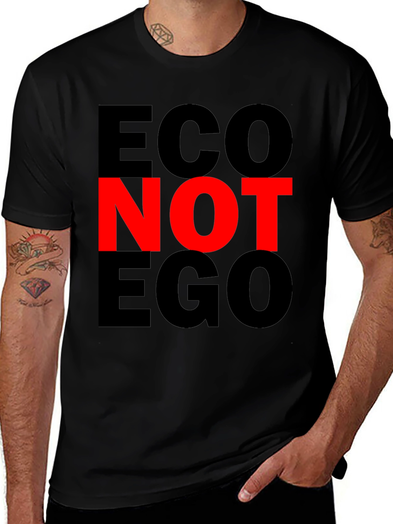 Eco Not Ego T-Shirt - Black Graphic Tee