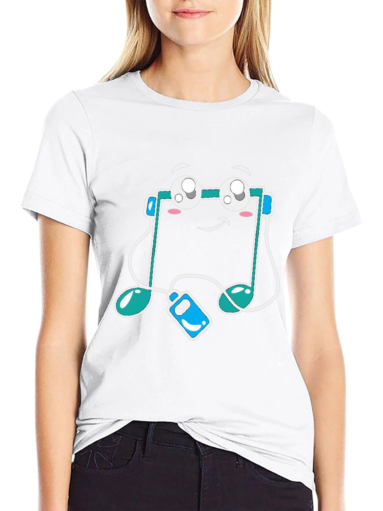 Musical Note Graphic Tee - Black Cotton T-Shirt