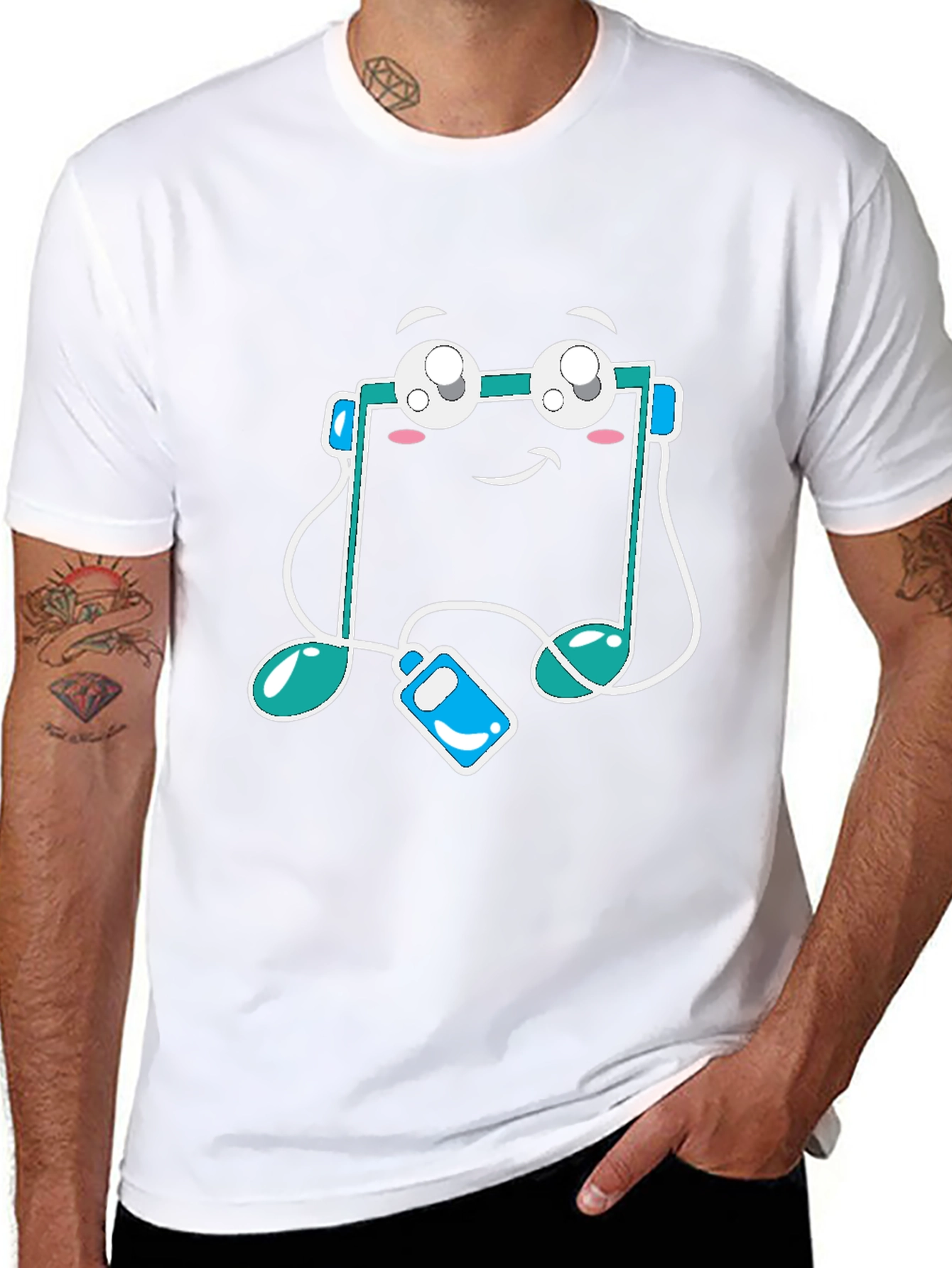 Musical Note Graphic Tee - Black Cotton T-Shirt