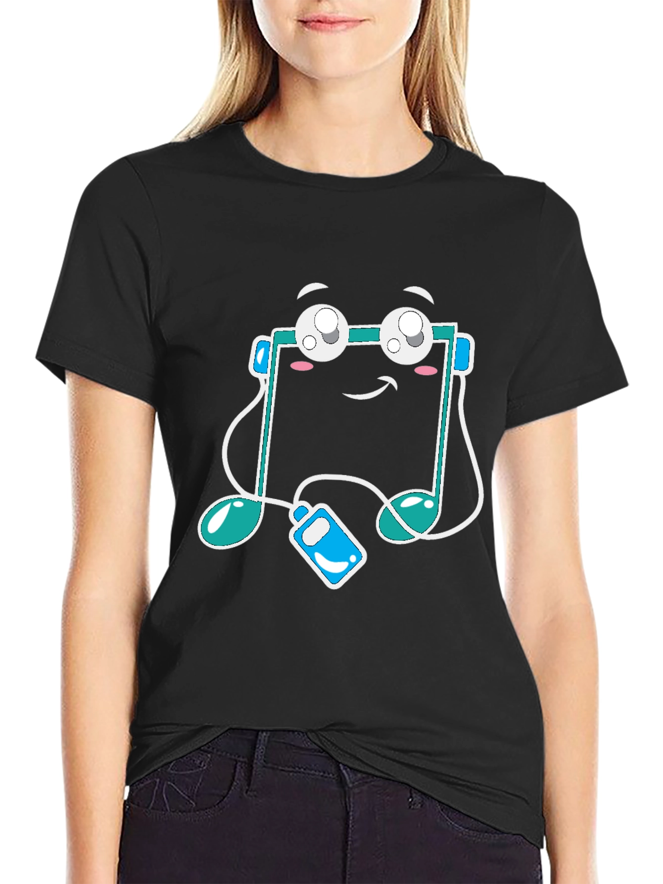 Musical Note Graphic Tee - Black Cotton T-Shirt