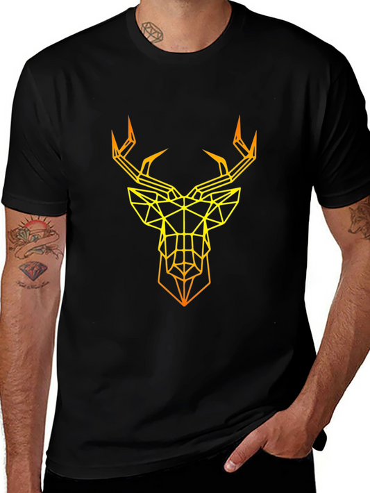 Geometric Deer Graphic T-Shirt - Modern Art Tee
