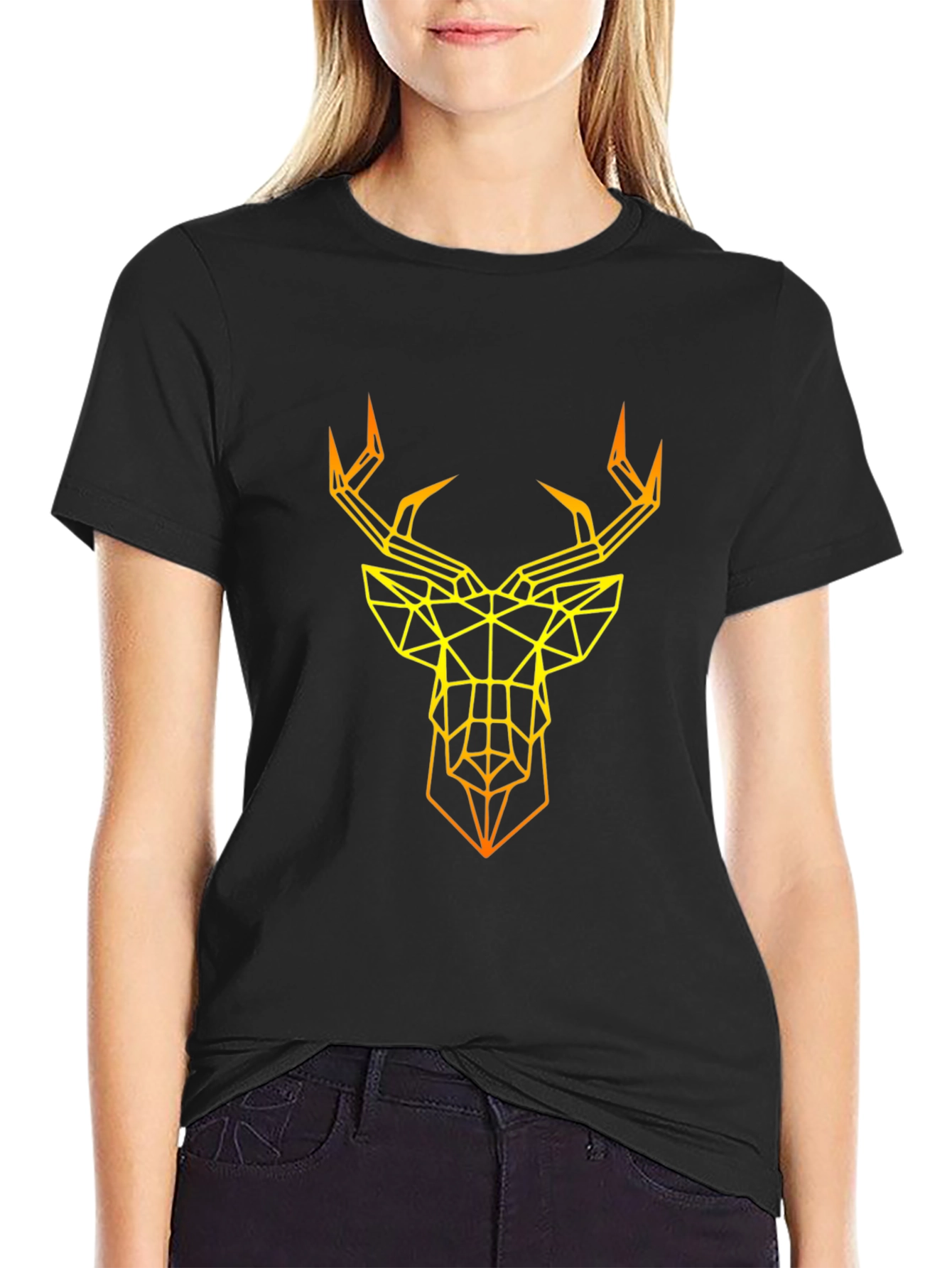 Geometric Deer Graphic T-Shirt - Modern Art Tee