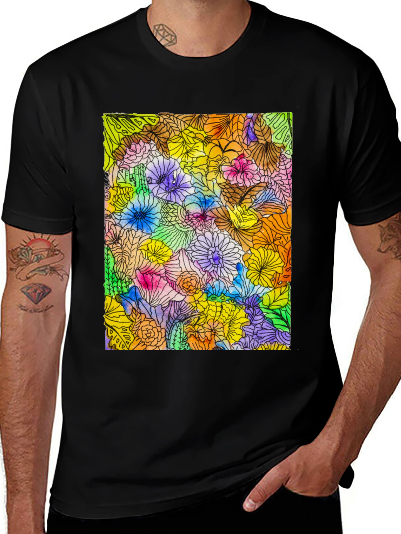 Floral Burst Graphic Tee - Vibrant & Unique