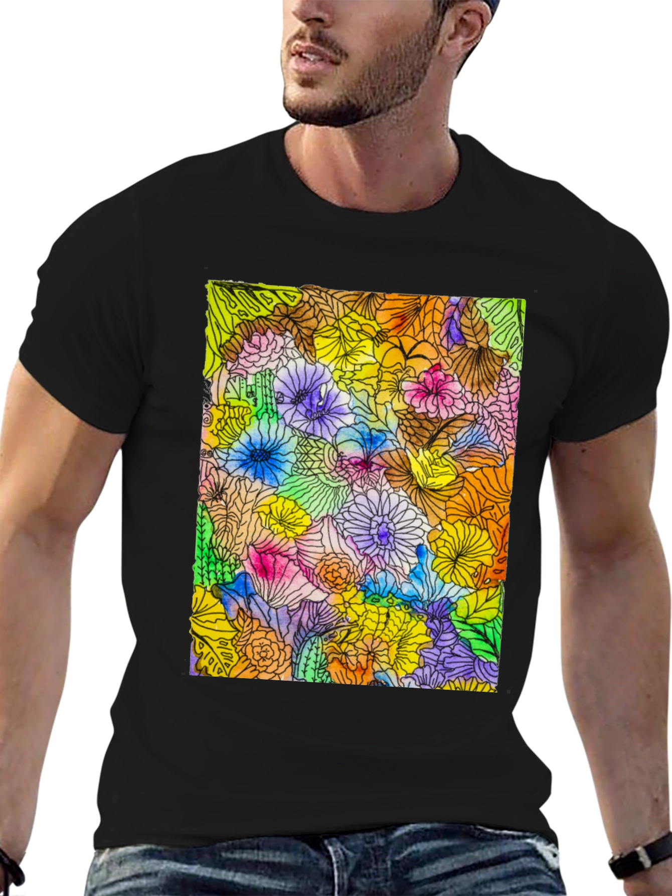 Floral Burst Graphic Tee - Vibrant & Unique
