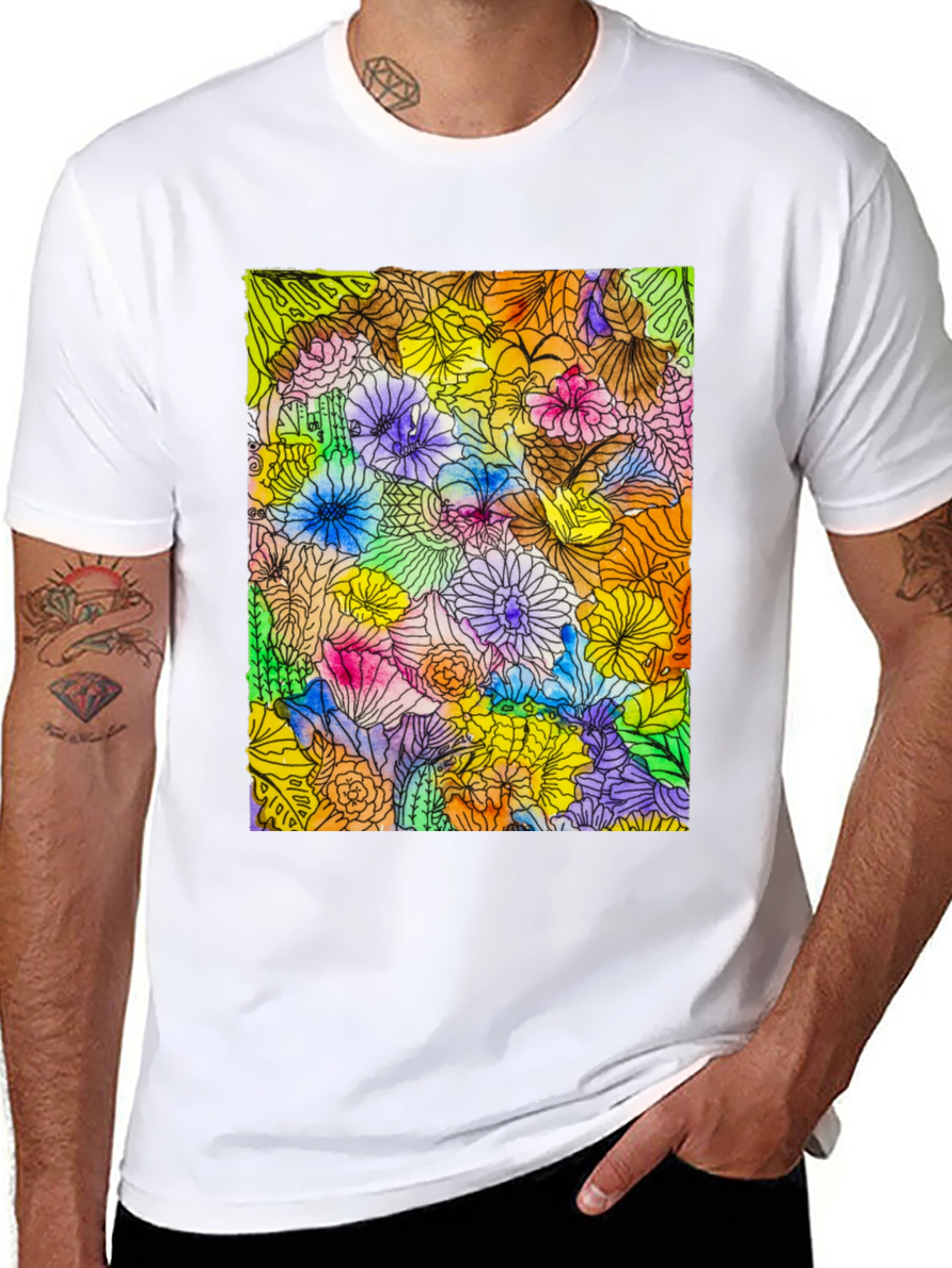 Floral Burst Graphic Tee - Vibrant & Unique