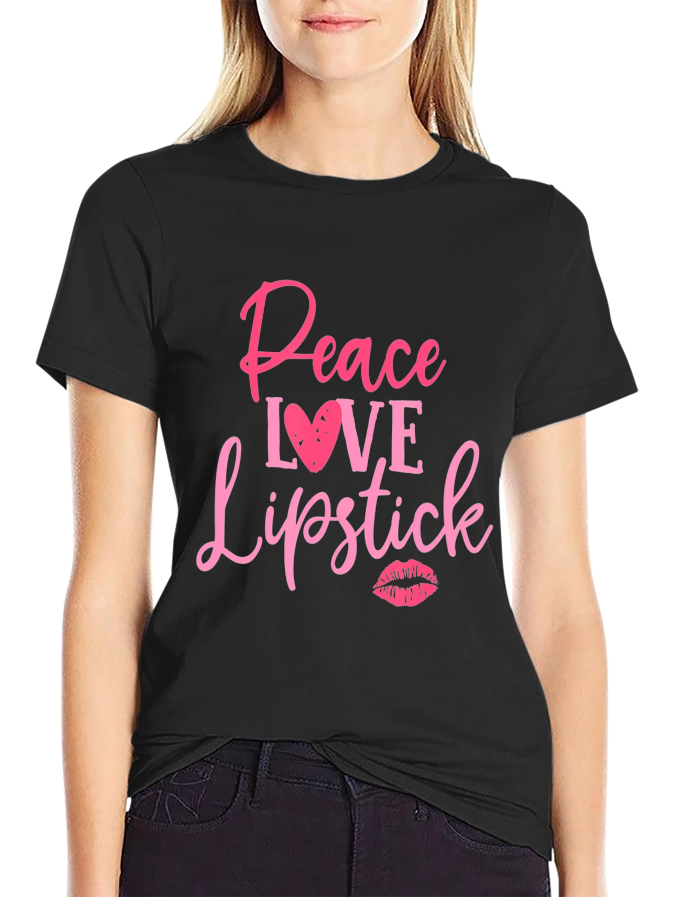 Peace Love Lipstick Graphic Tee
