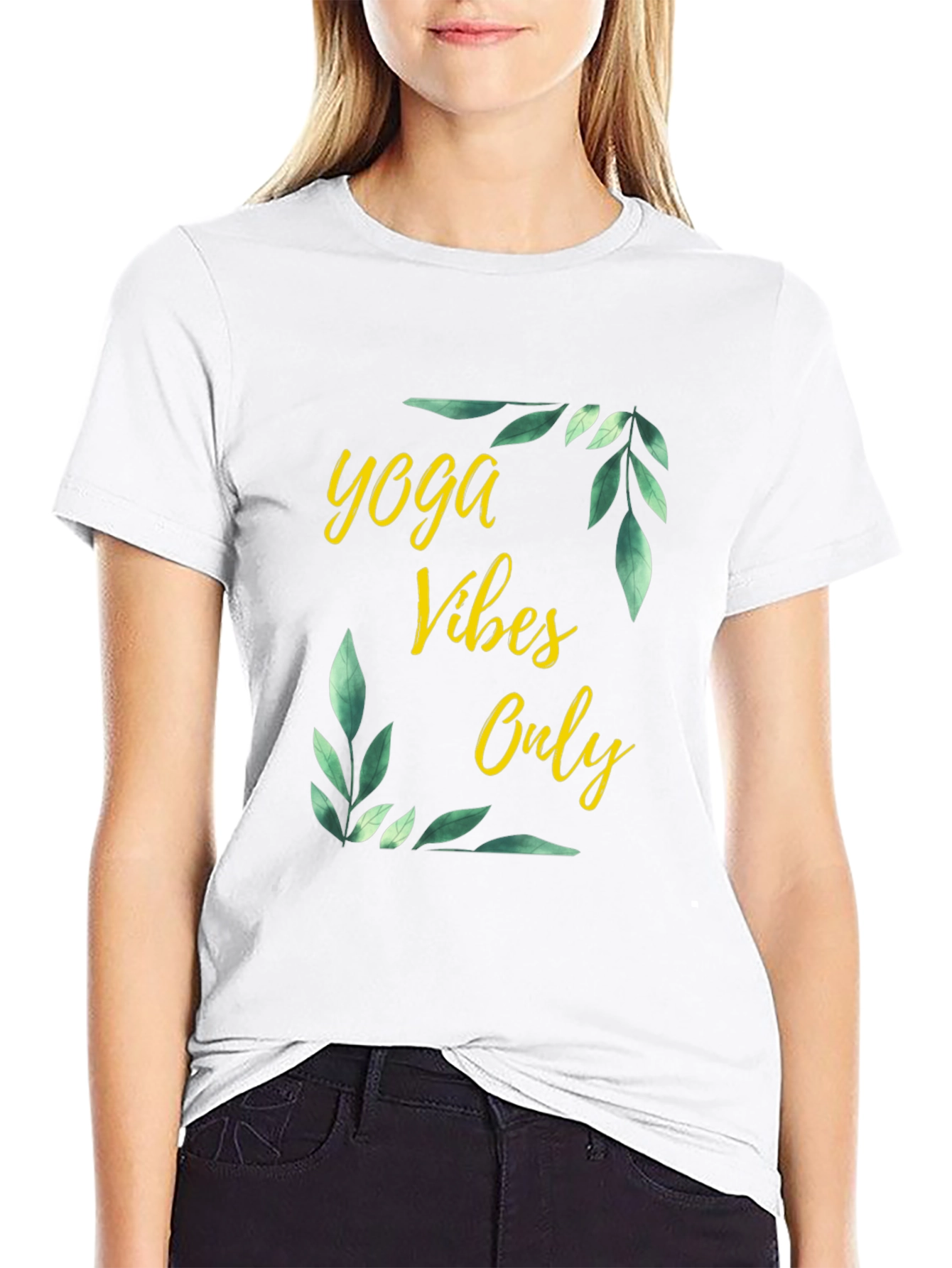 Yoga Vibes Only Graphic Tee - Black Cotton T-Shirt