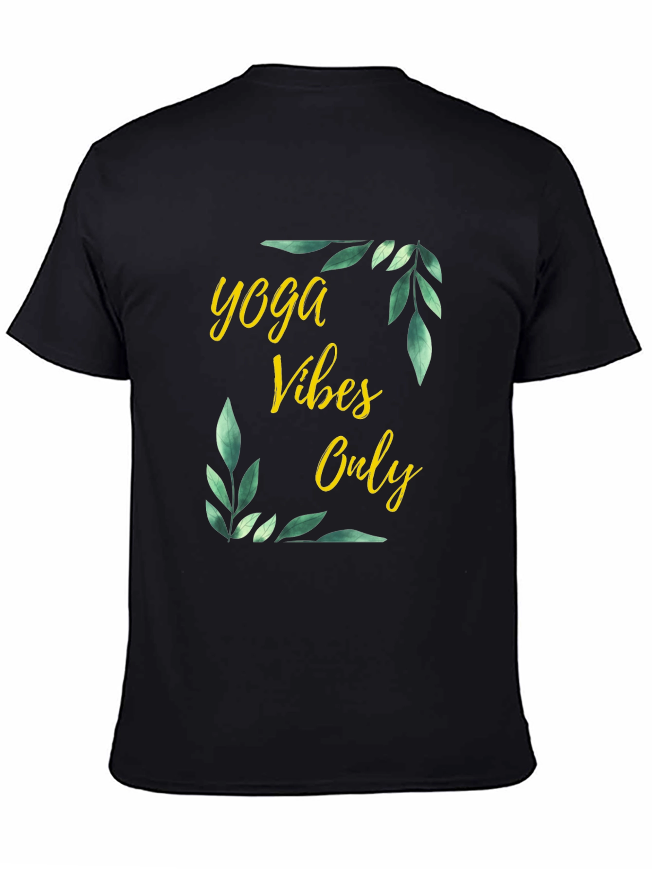 Yoga Vibes Only Graphic Tee - Black Cotton T-Shirt