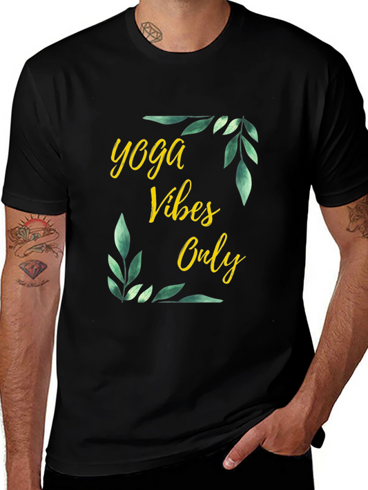 Yoga Vibes Only Graphic Tee - Black Cotton T-Shirt