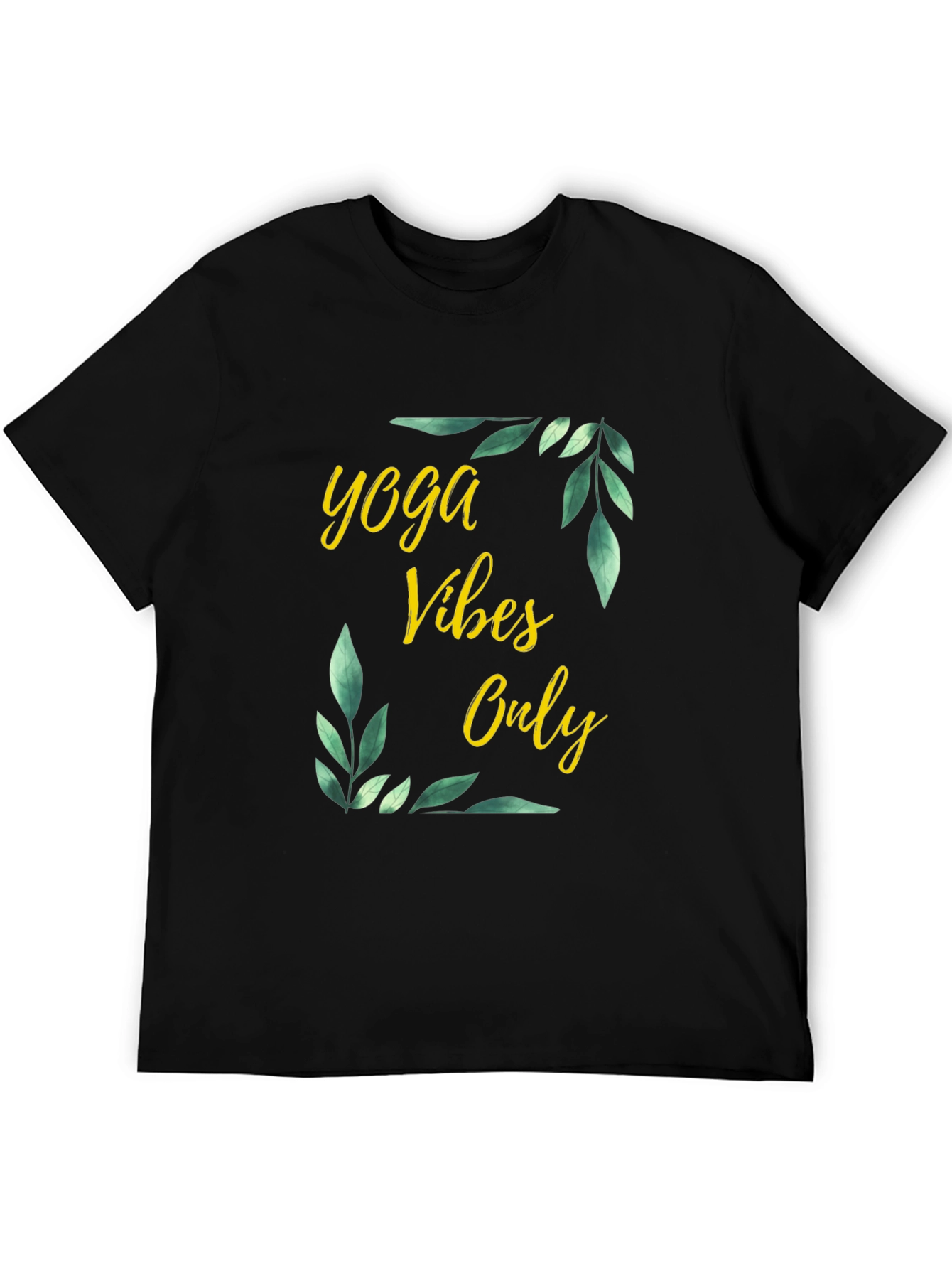 Yoga Vibes Only Graphic Tee - Black Cotton T-Shirt