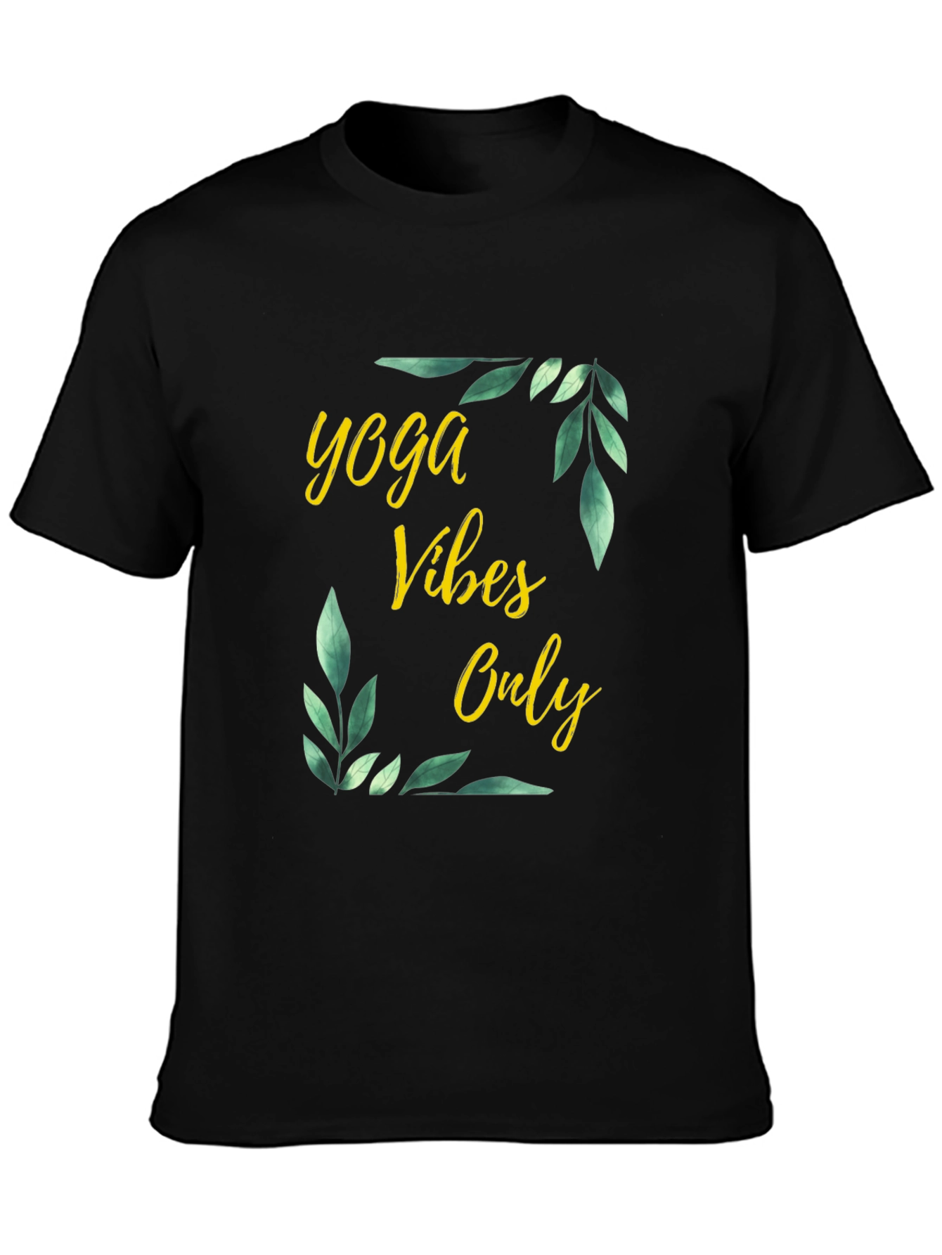 Yoga Vibes Only Graphic Tee - Black Cotton T-Shirt