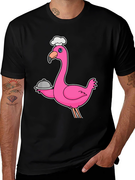 Chef Flamingo Black T-Shirt - Funny Foodie Tee