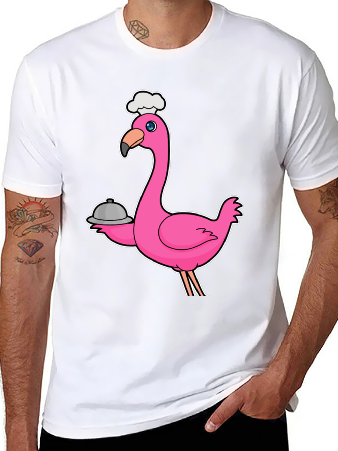 Chef Flamingo Black T-Shirt - Funny Foodie Tee
