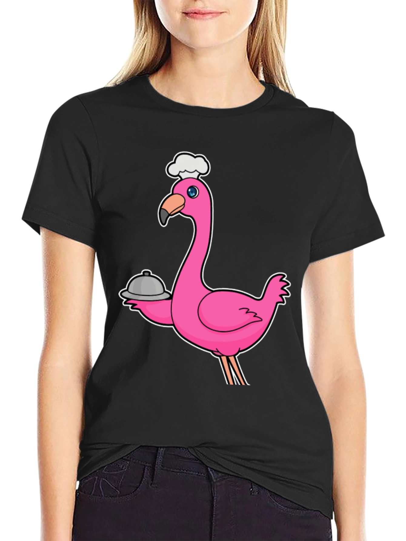 Chef Flamingo Black T-Shirt - Funny Foodie Tee